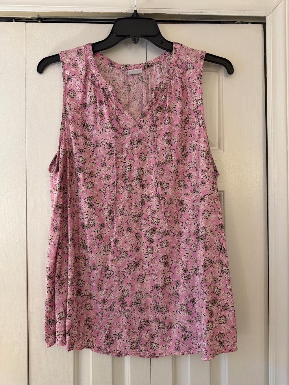 croft & barrow Pink Floral V-Neck Sleeveless Tank Top XXL*
